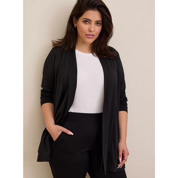 Torrid Crepe Open Front Cardigan – Black – Size 5XL - Picture 5 of 10